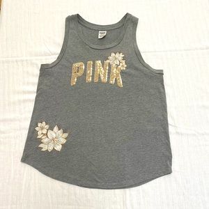 Victoria Secret PINK Tank Top L Sequin Embroidery